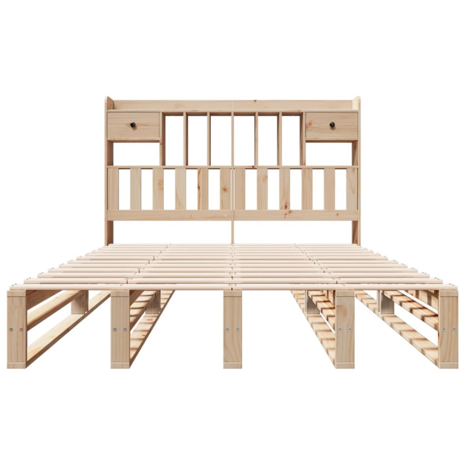Cama con estantería sin colchón madera maciza de pino