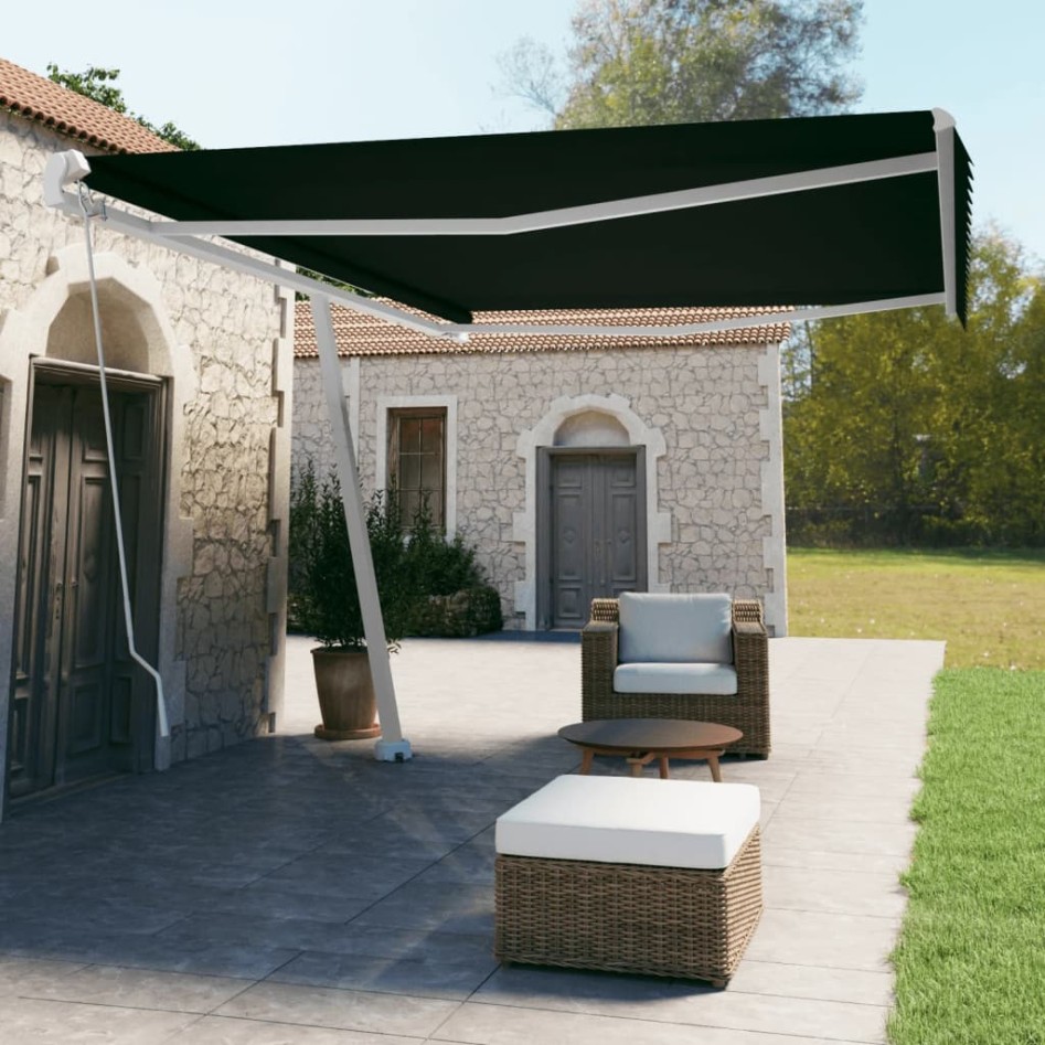 Toldo de pie retráctil manual gris antracita 500x350