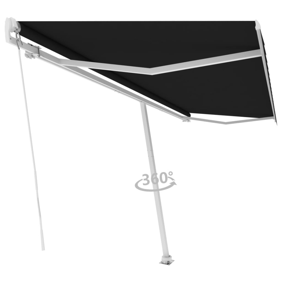 Toldo de pie retráctil manual gris antracita 500x350