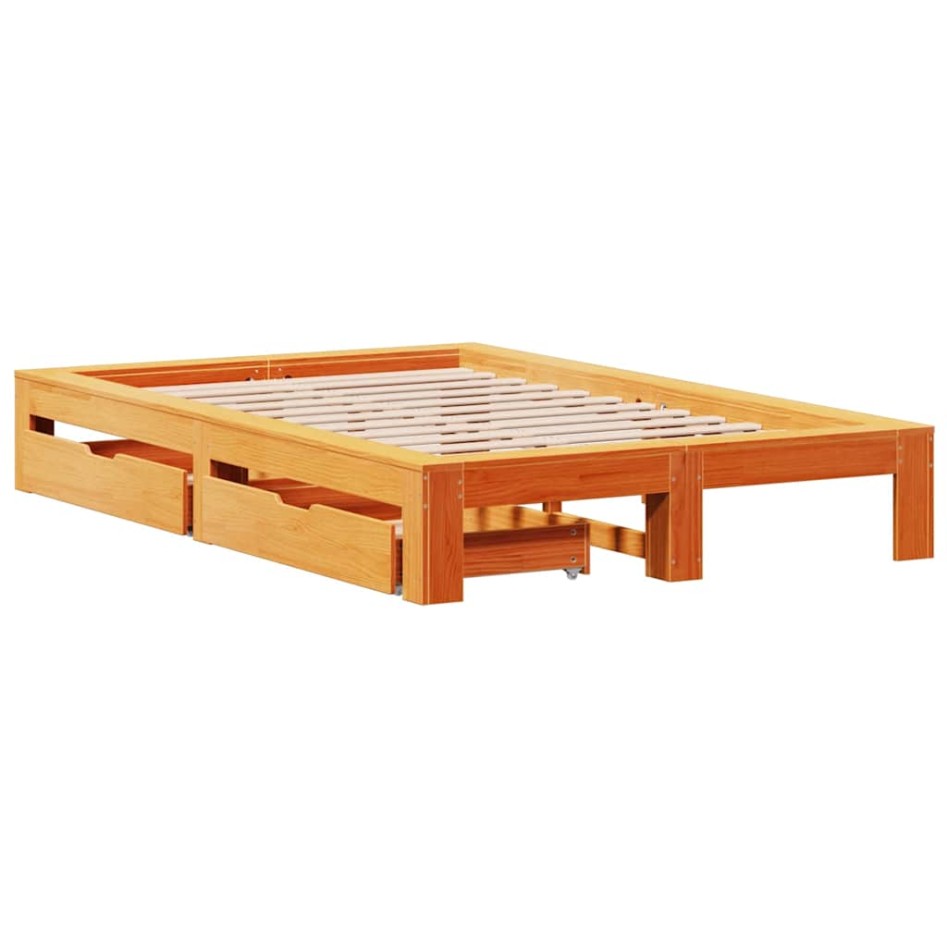 Estructura de cama sin colchón madera maciza marrón 120x190