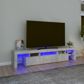 Mueble de TV con luces LED gris hormigón 200x36,5x40