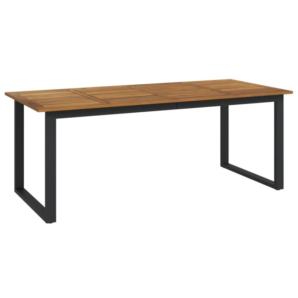 Mesa de jardín con patas en U madera maciza acacia 200x90x75