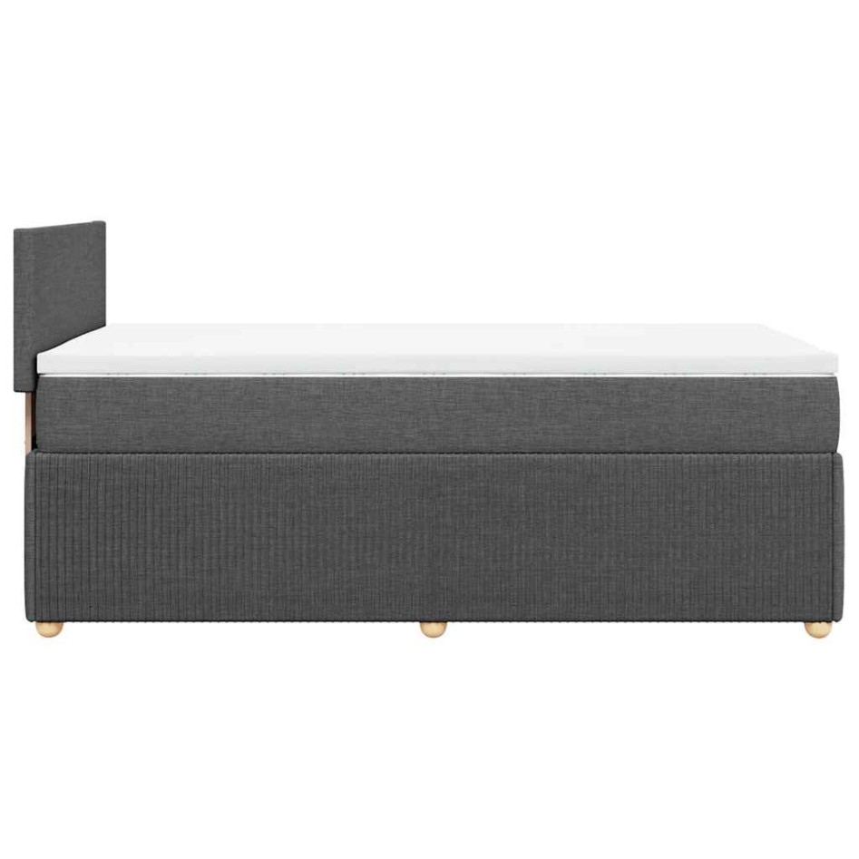 Cama box spring con colchón tela gris oscuro 80x200