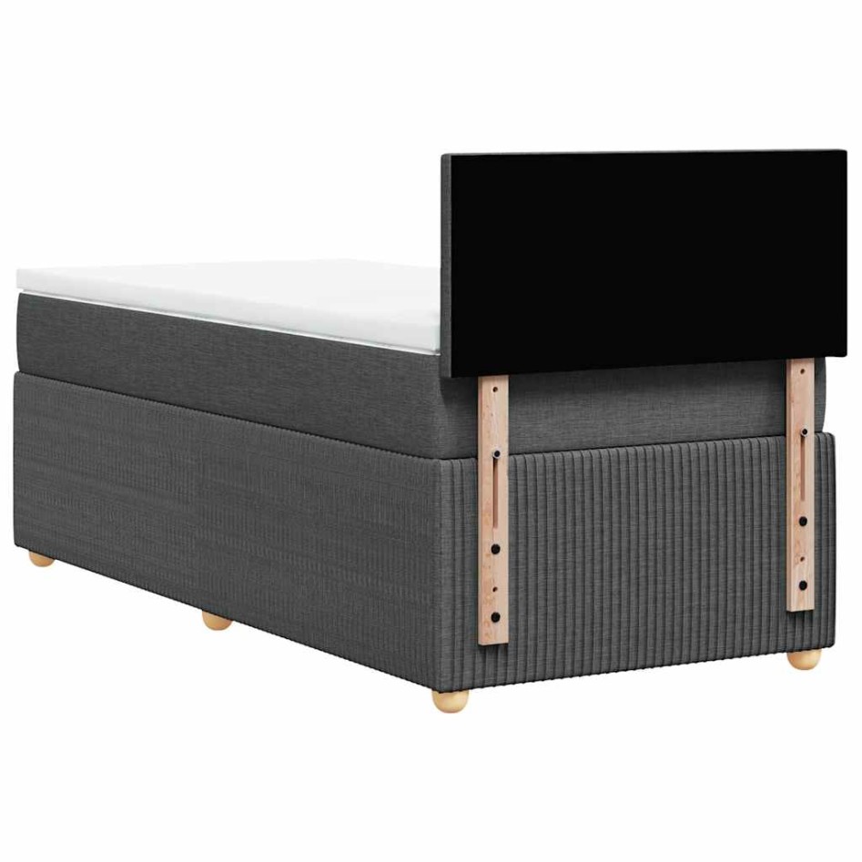 Cama box spring con colchón tela gris oscuro 80x200