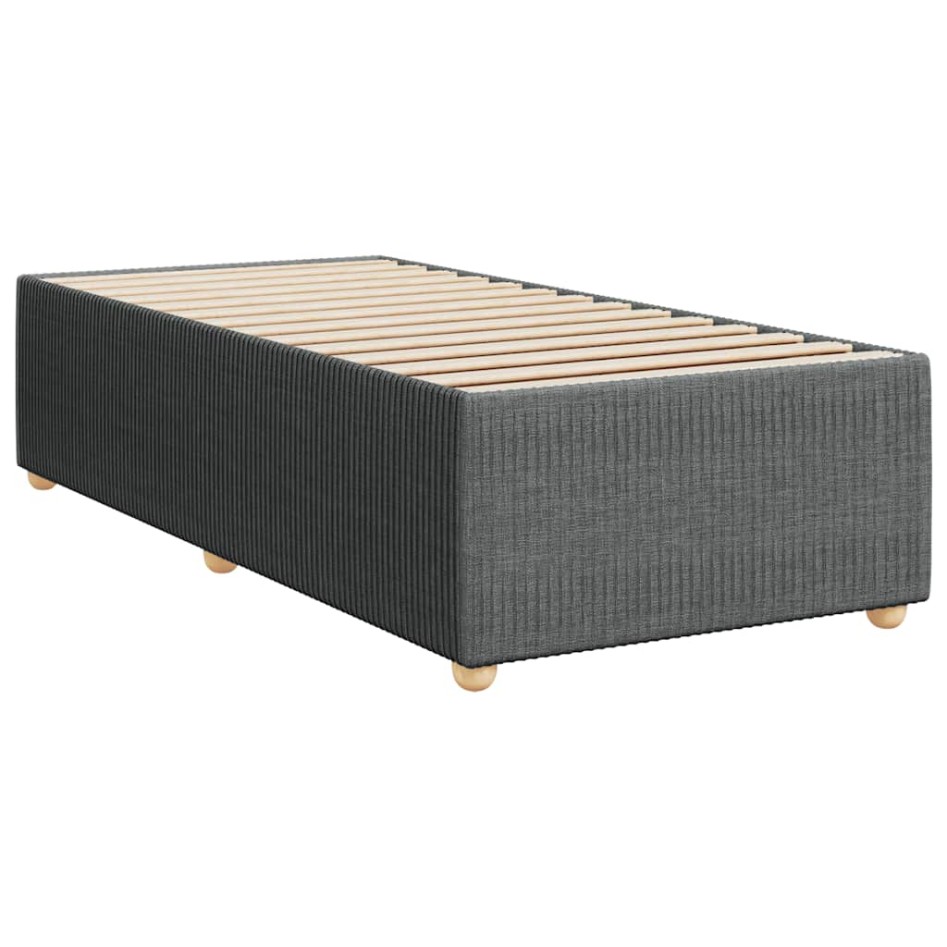 Cama box spring con colchón tela gris oscuro 80x200