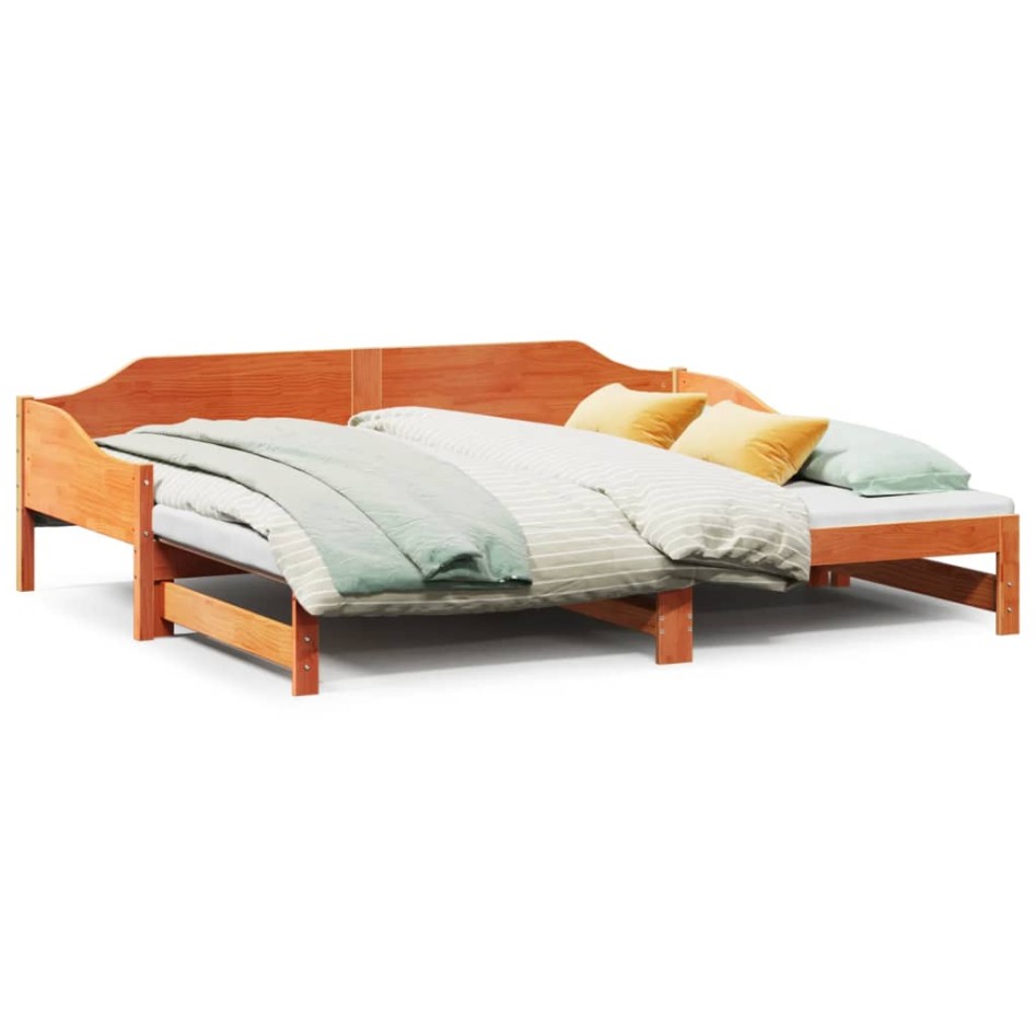Sofá cama nido madera maciza de pino marrón cera 80x200