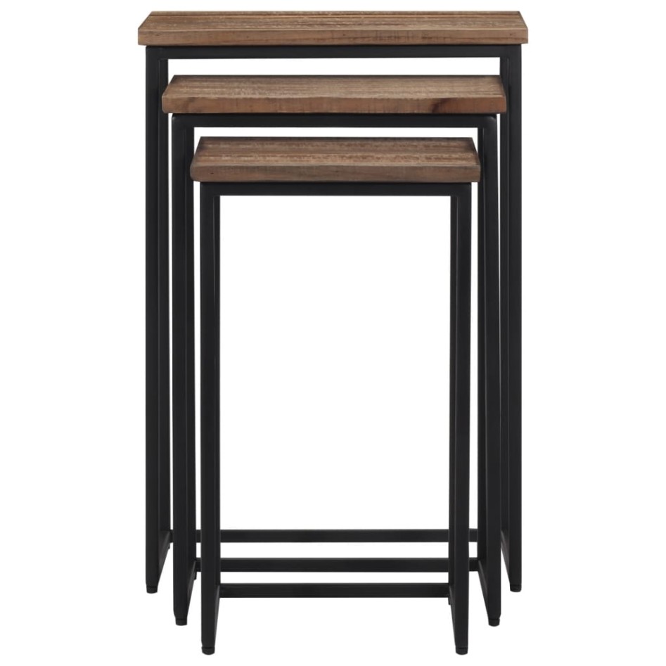 Mesas de centro apilables 3 unidades madera maciza de