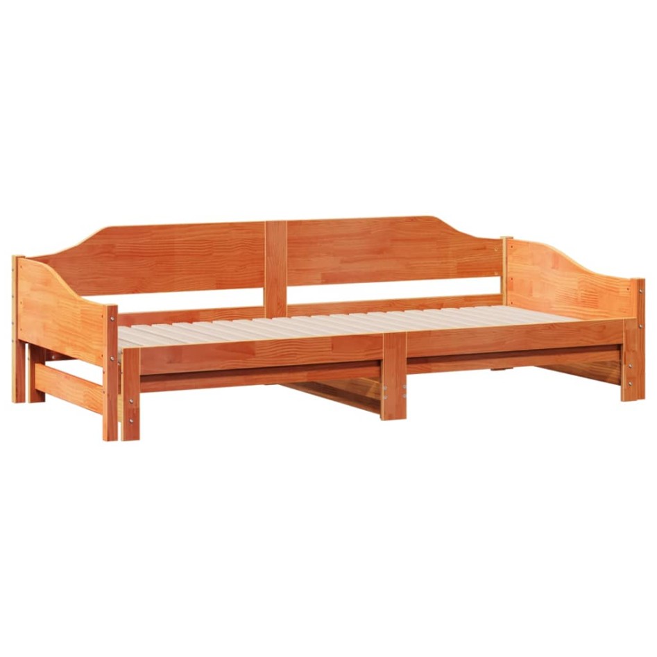 Sofá cama nido madera maciza de pino marrón cera 80x200