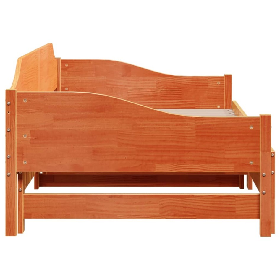 Sofá cama nido madera maciza de pino marrón cera 80x200