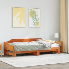 Sofá cama nido sin colchón madera maciza marrón cera 90x190