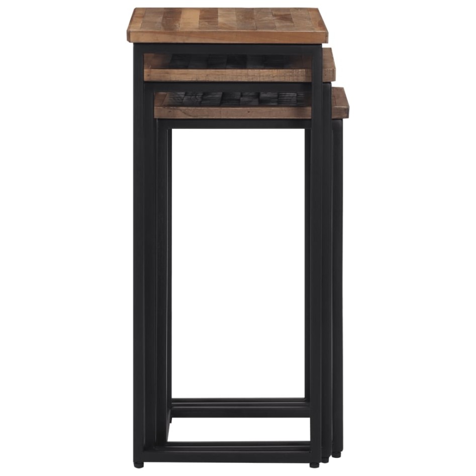 Mesas de centro apilables 3 unidades madera maciza de