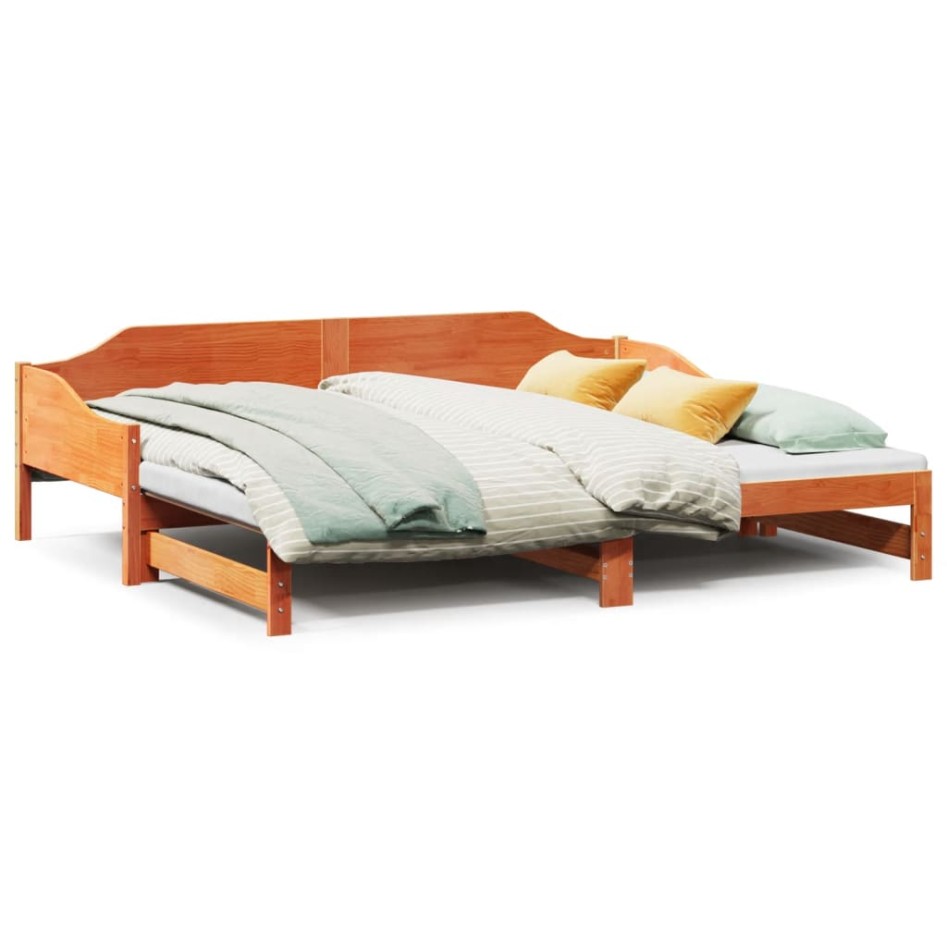 Sofá cama nido sin colchón madera maciza marrón cera 90x190