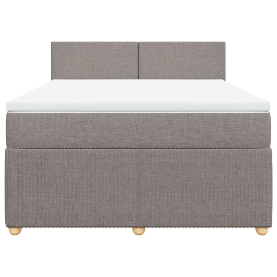 Cama box spring con colchón tela gris taupe 140x190