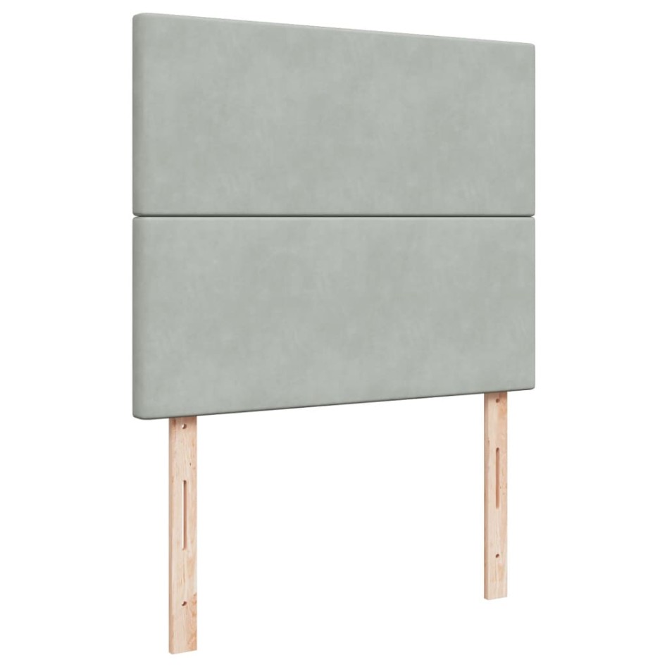 Cama box spring con colchón terciopelo gris claro 120x200