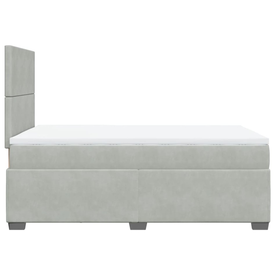 Cama box spring con colchón terciopelo gris claro 120x200