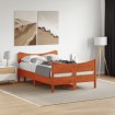 Estructura de cama sin colchón madera maciza marrón 120x190 cm