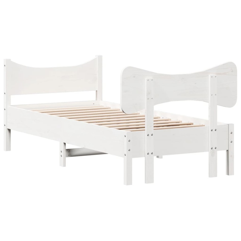 Estructura de cama sin colchón madera maciza blanca 90x190