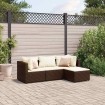 Set muebles de jardín 4 piezas y cojines ratán sintético marrón