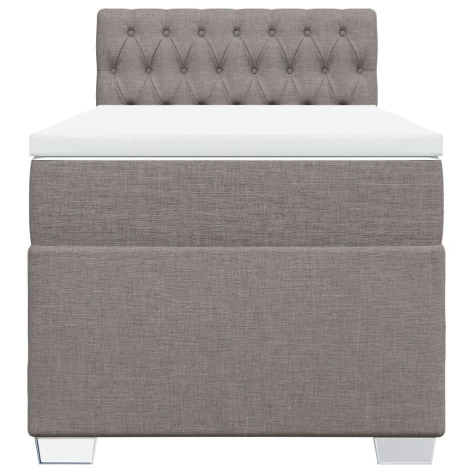 Cama box spring con colchón tela gris taupe 100x200