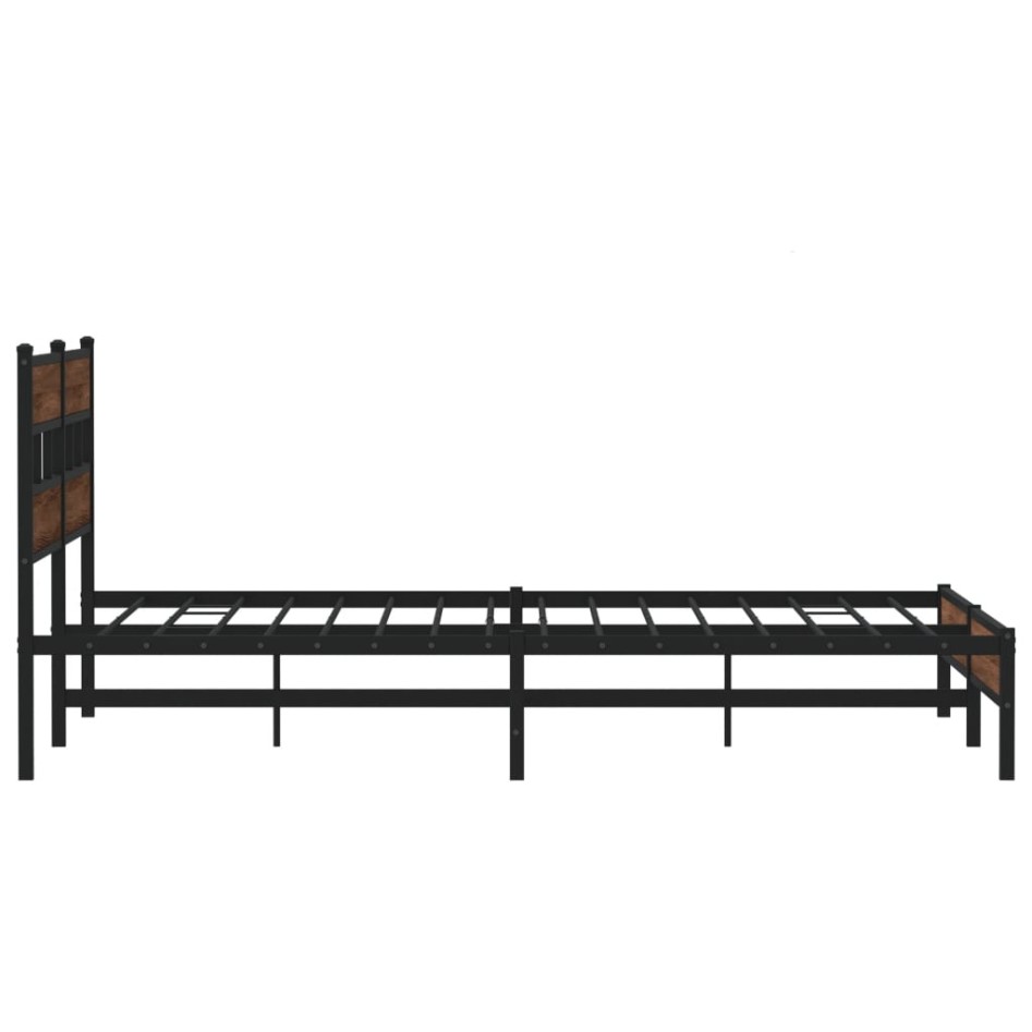 Estructura de cama sin colchón metal roble marrón 200x200