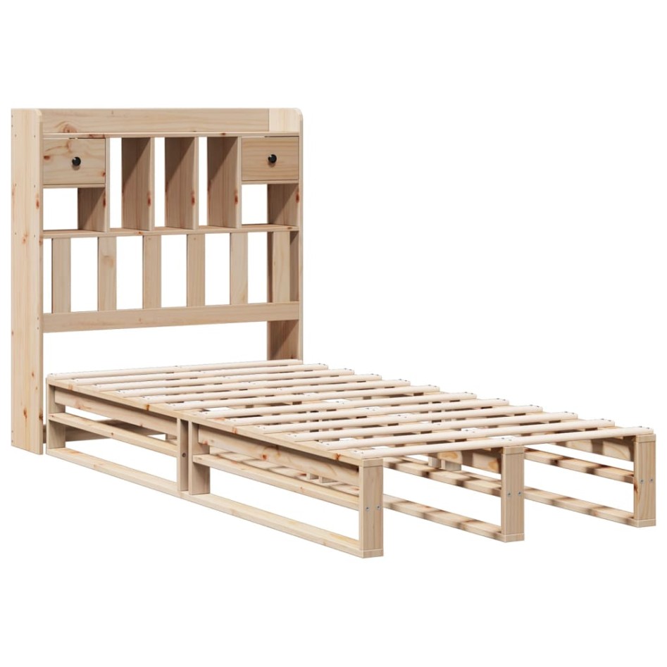 Cama con estantería sin colchón madera maciza de pino 75x190