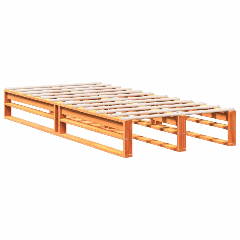 Cama con estantería sin colchón madera maciza marrón 75x190