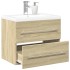 Set de muebles de baño 2 pzas madera contrachapada roble