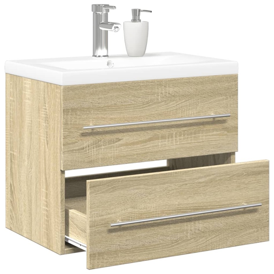 Set de muebles de baño 2 pzas madera contrachapada roble