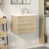 Set de muebles de baño 2 pzas madera contrachapada roble