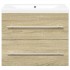 Set de muebles de baño 2 pzas madera contrachapada roble