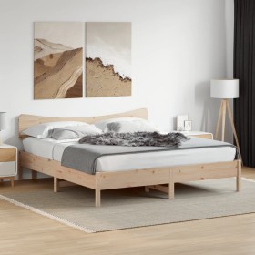 Estructura de cama sin colchón madera maciza de pino 200x200