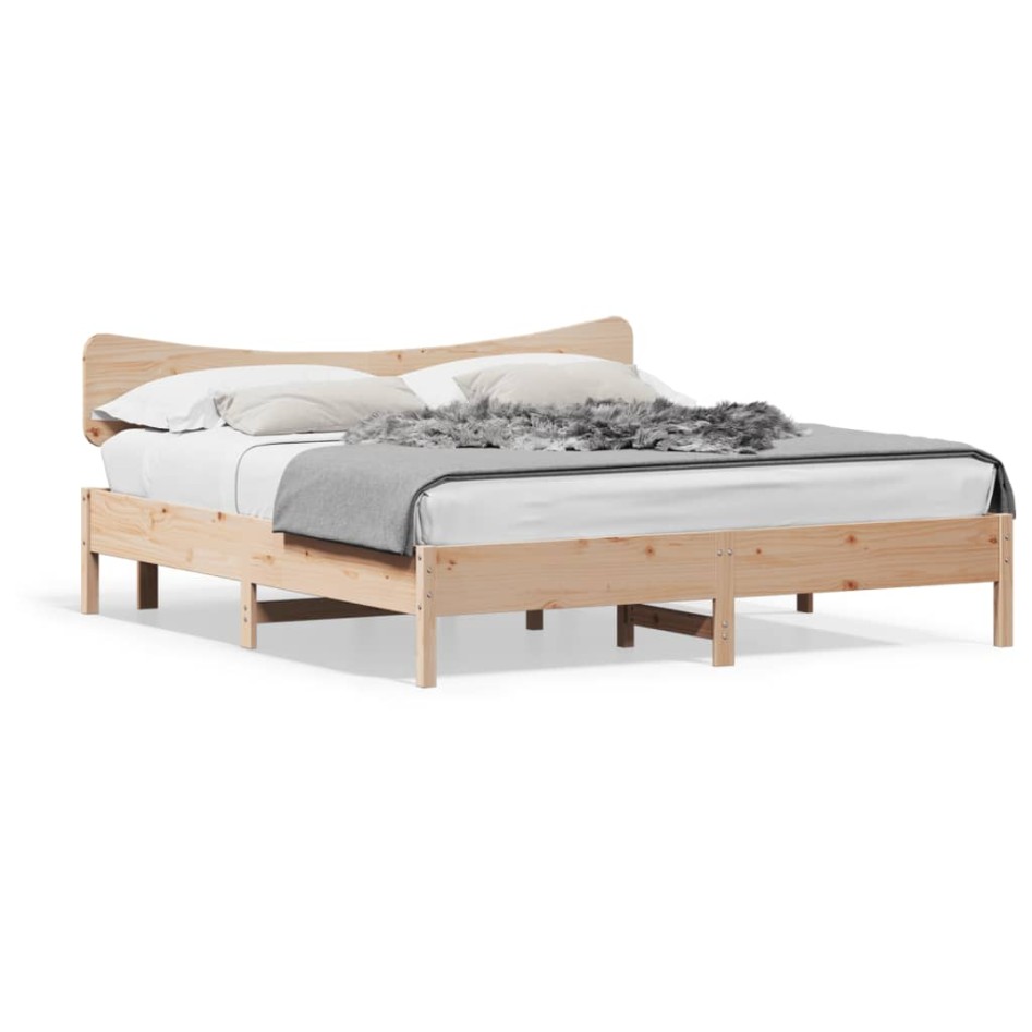 Estructura de cama sin colchón madera maciza de pino 200x200