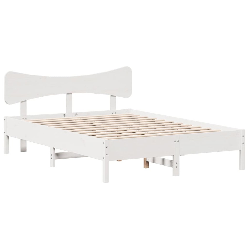 Estructura de cama sin colchón madera de pino blanca 120x200