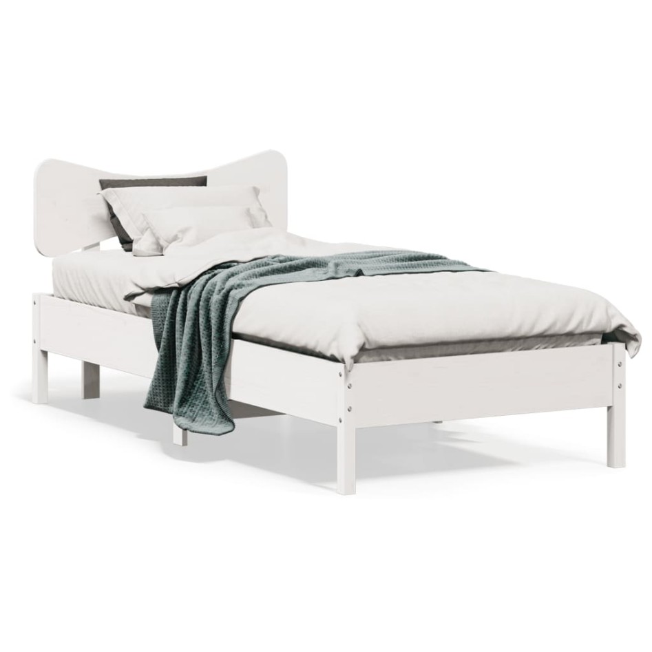Estructura de cama sin colchón madera maciza blanca 75x190