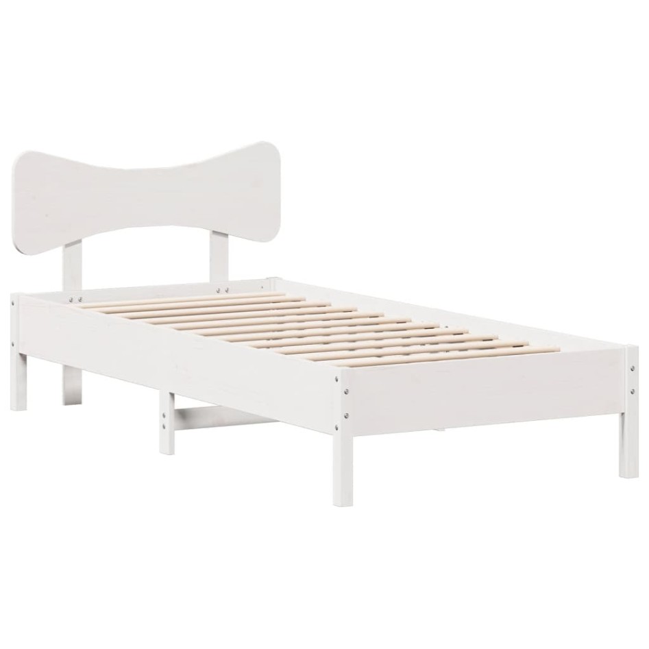 Estructura de cama sin colchón madera maciza blanca 75x190