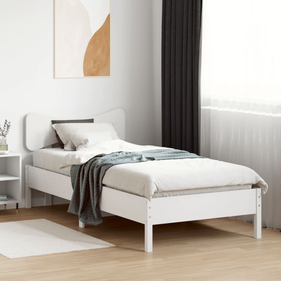 Estructura de cama sin colchón madera maciza blanca 75x190