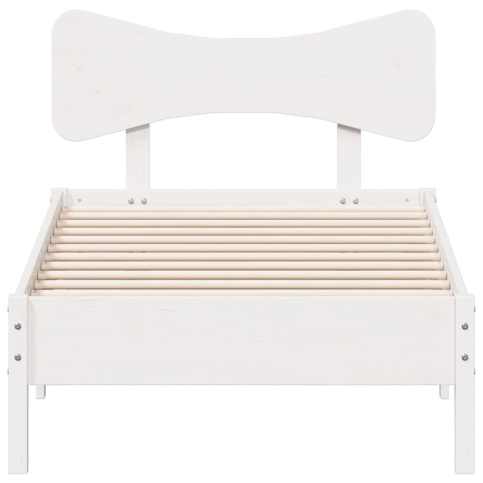 Estructura de cama sin colchón madera maciza blanca 75x190