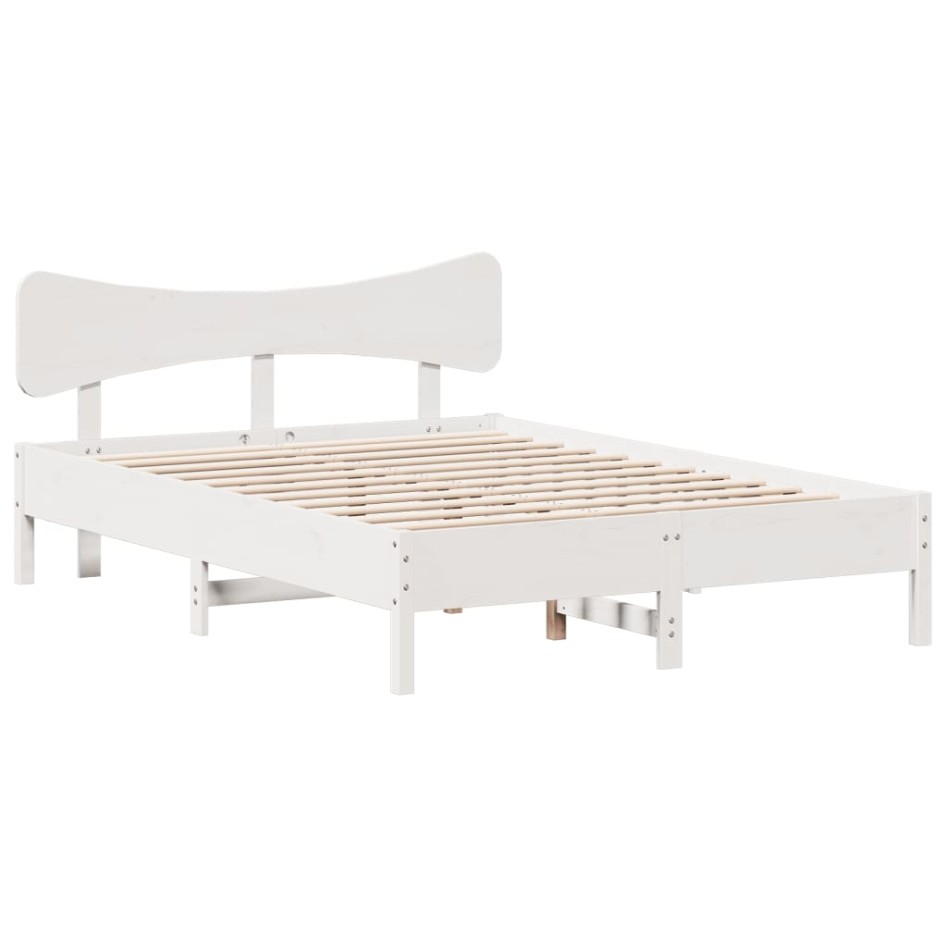 Estructura de cama sin colchón madera de pino blanco 135x190