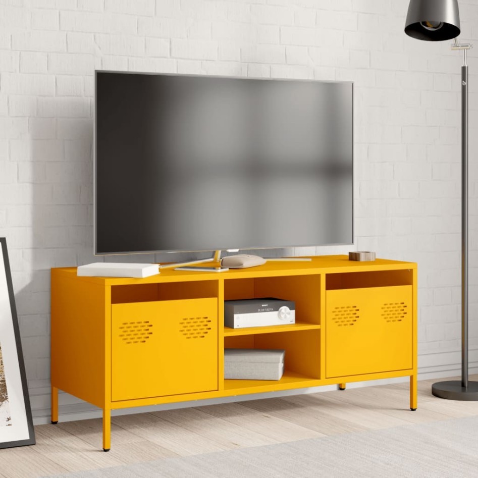 Mueble para TV acero laminado en frío amarillo 101,5x39x43,5
