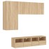 Muebles de TV de pared 4 pzas madera de ingeniería roble
