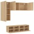 Muebles de TV de pared 4 pzas madera de ingeniería roble