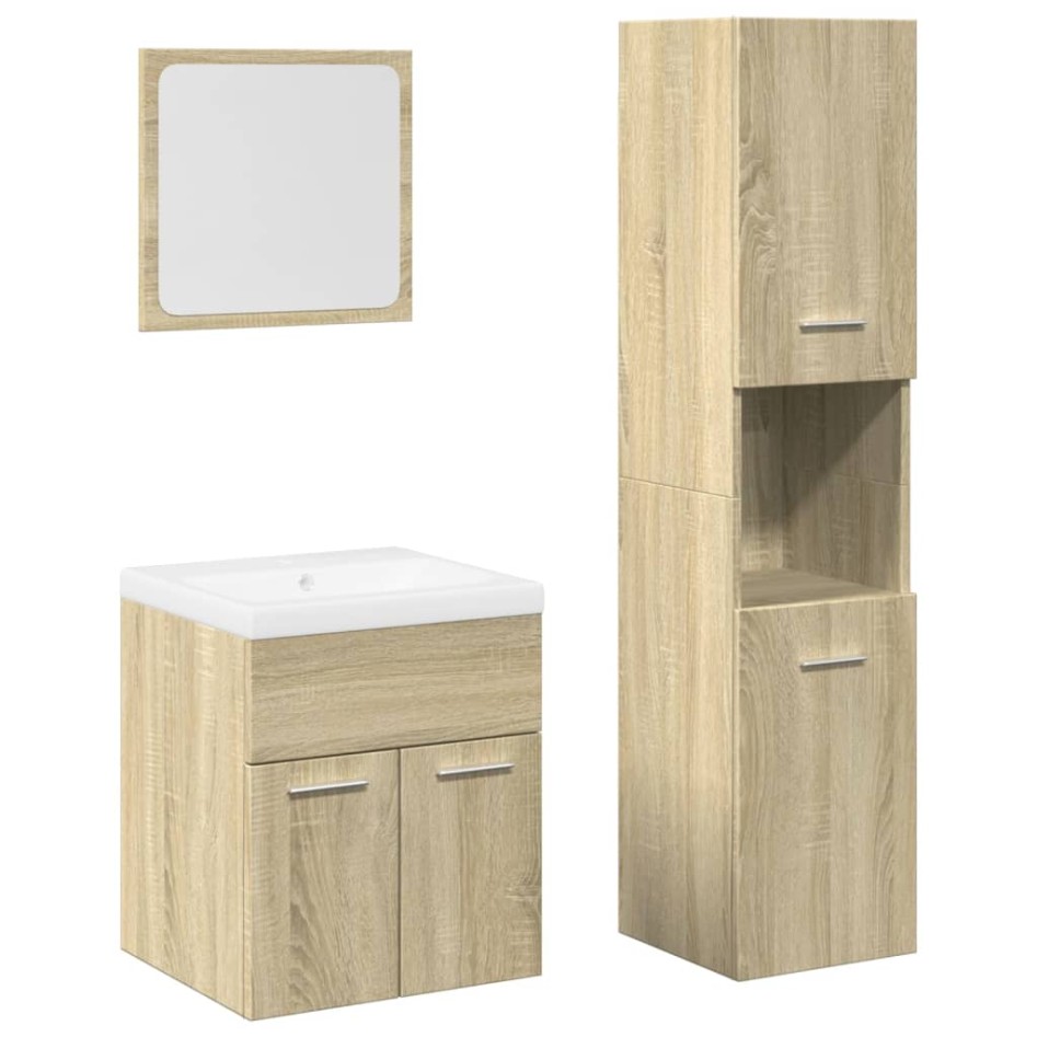 Juego de muebles de baño 4 pzas contrachapada roble