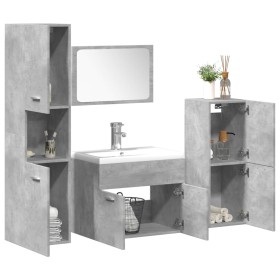 Set muebles de baño 5 piezas madera ingeniería gris