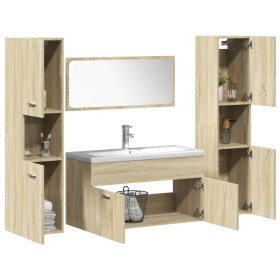 Juego de muebles de baño 5 pzas madera ingeniería roble