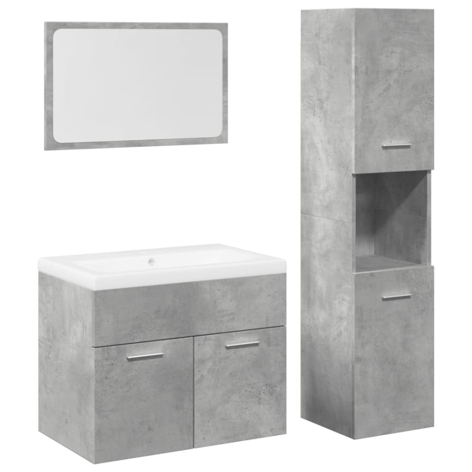Juego muebles de baño 4 pzas madera contrachapada gris