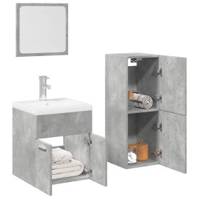 Juego muebles de baño 4 pzas madera contrachapada gris