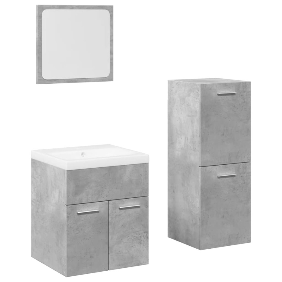 Juego muebles de baño 4 pzas madera contrachapada gris