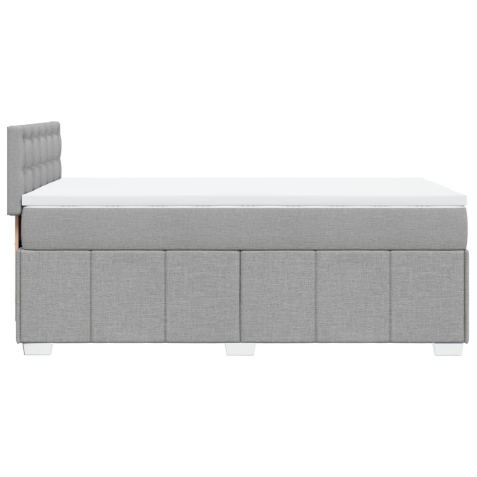 Cama box spring con colchón tela gris claro 80x200