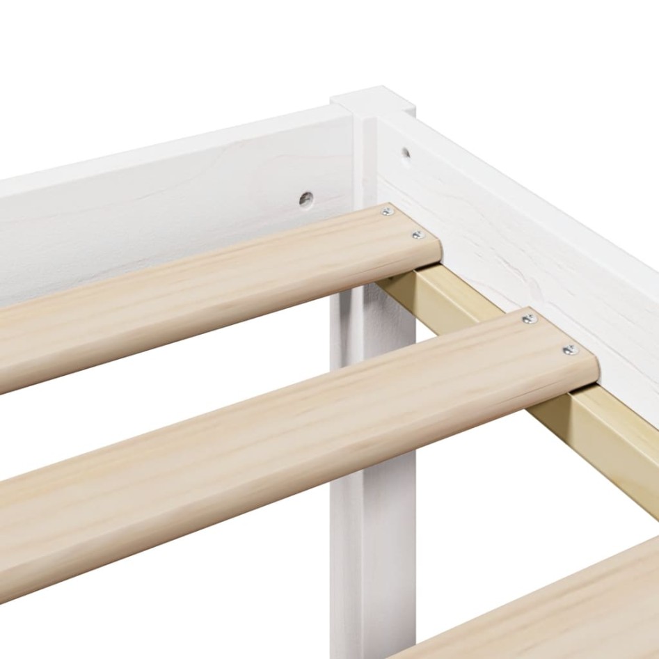 Cama con estantería sin colchón madera maciza blanca 160x200