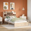 Cama con estantería sin colchón madera maciza de pino 135x190cm